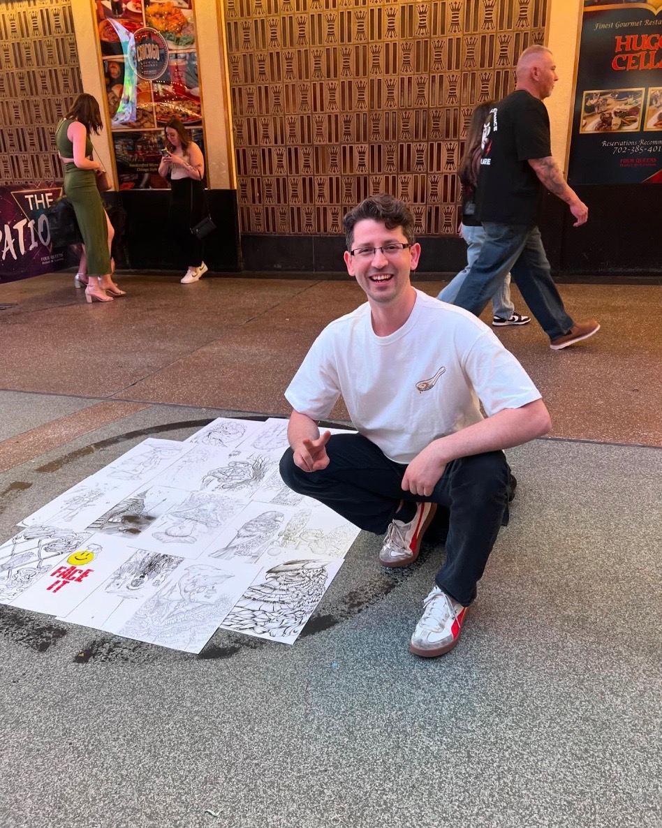 Kourosh with his artwork